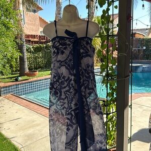 Navy Blue Floral With Coverup